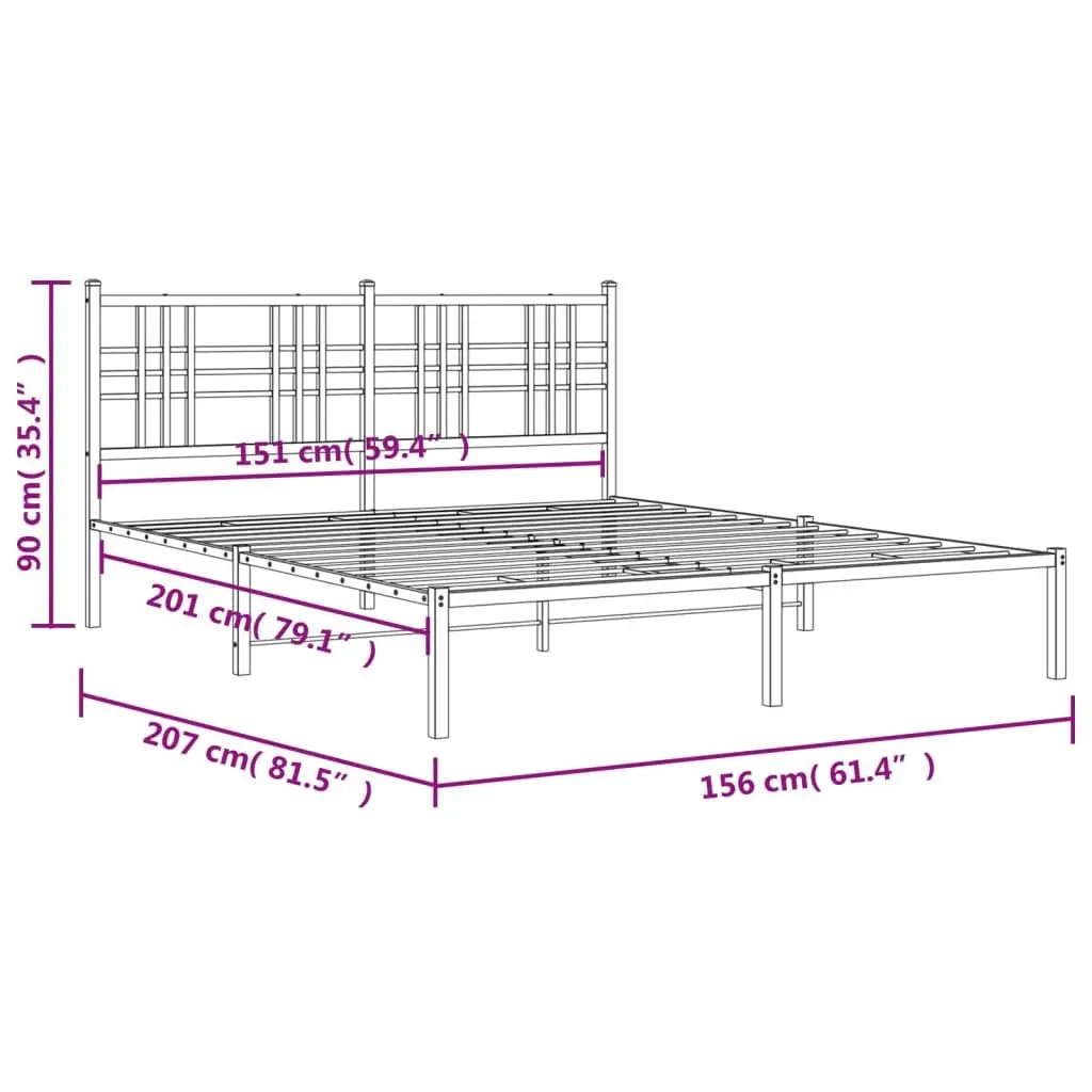 Metal Bed Frame Powder-coated Steel 150x200 cm White