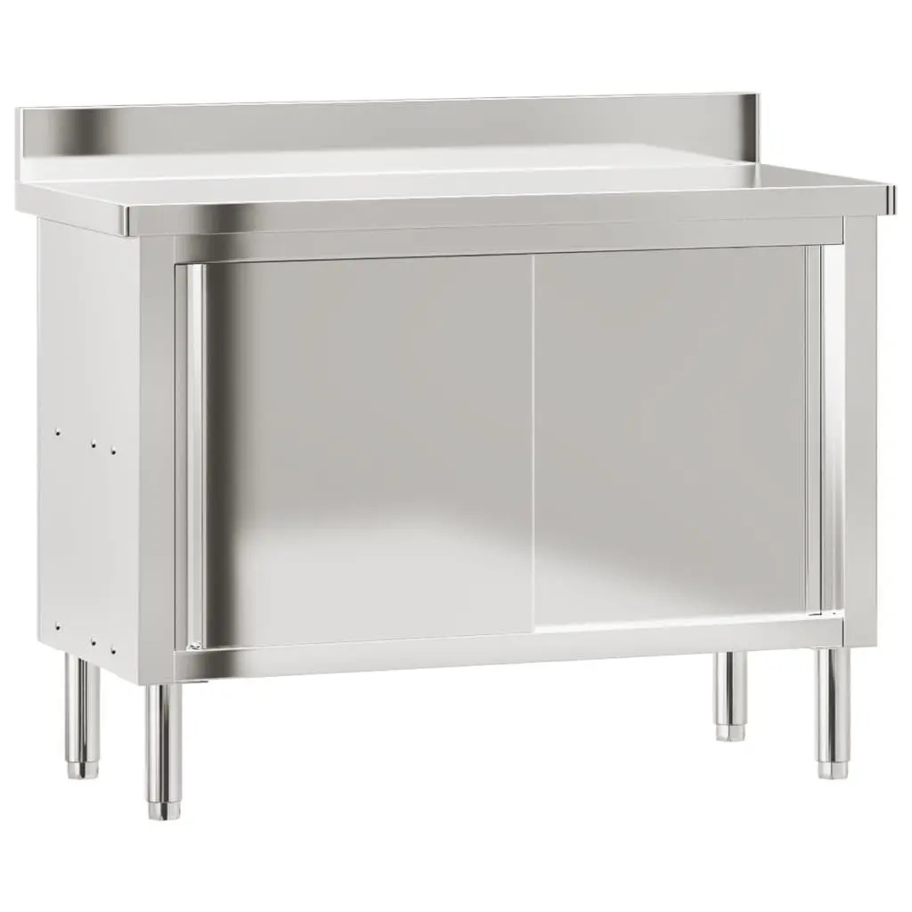 Stainless Steel Work Table with Sliding Doors