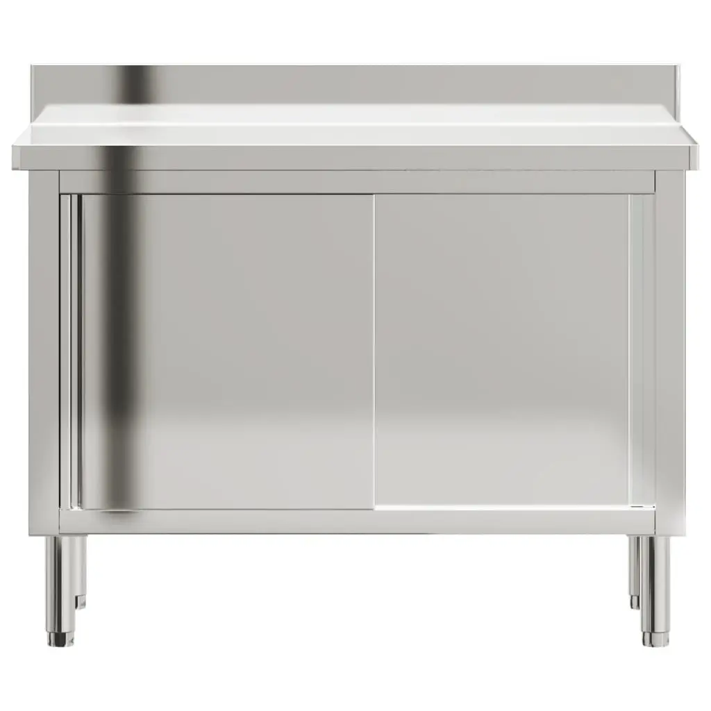 Stainless Steel Work Table with Sliding Doors