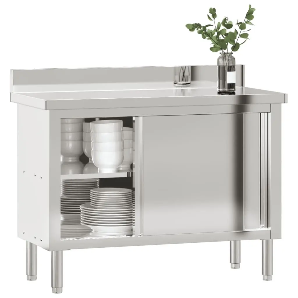 Stainless Steel Work Table with Sliding Doors