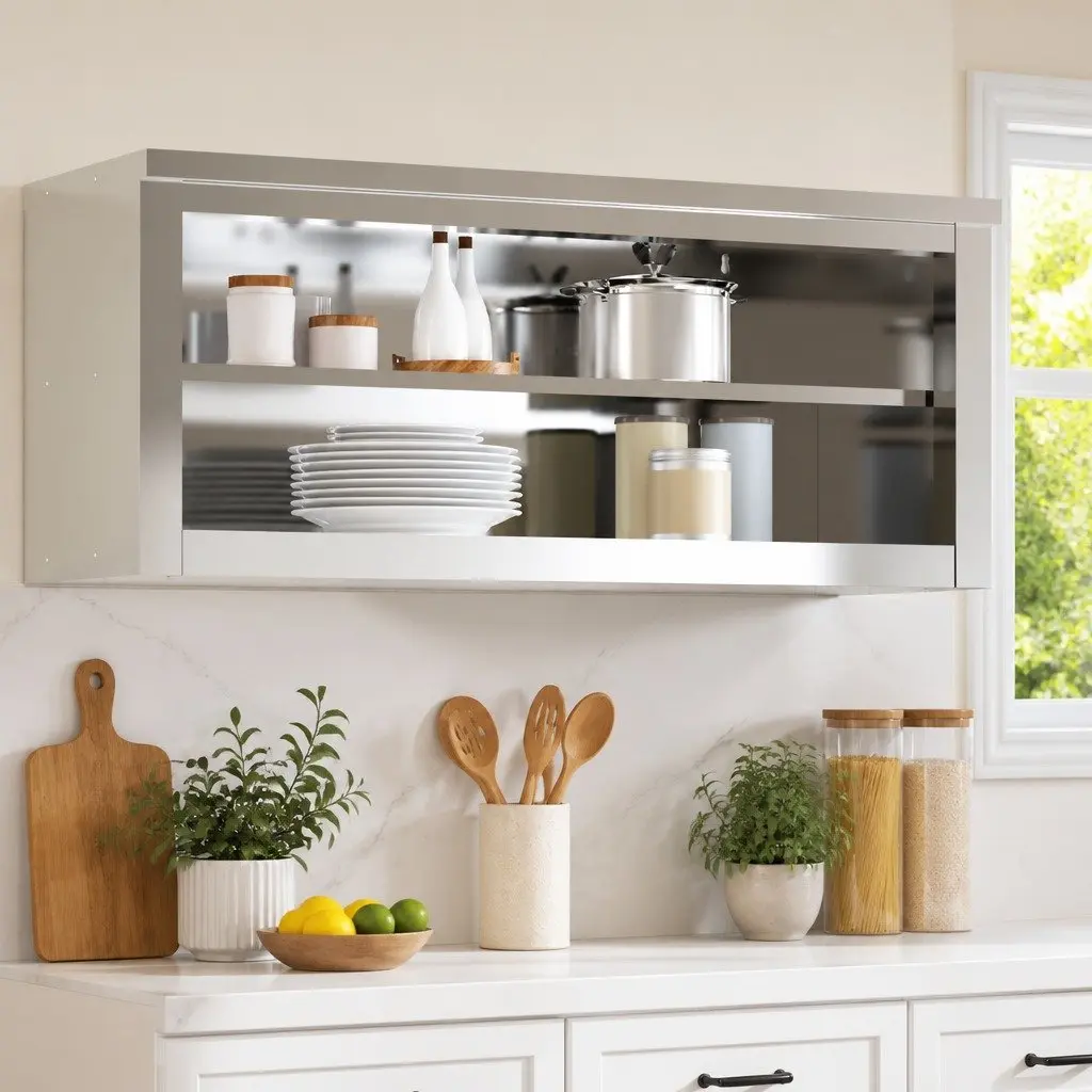 Stainless Steel Kitchen Wall Cabinet with Shelf
