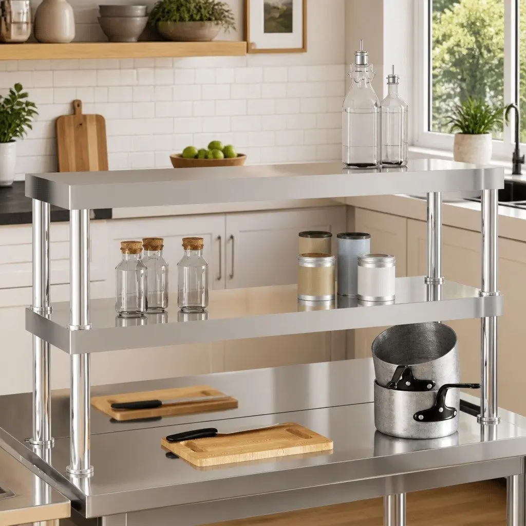 2-Tier Stainless Steel Overshelf for Work Tables