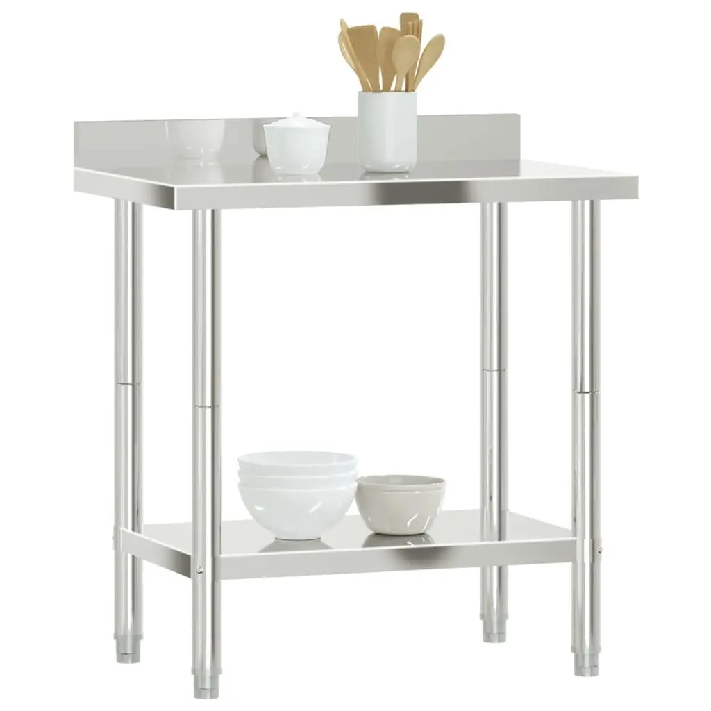 Stainless Steel Kitchen Work Table with Backsplash
