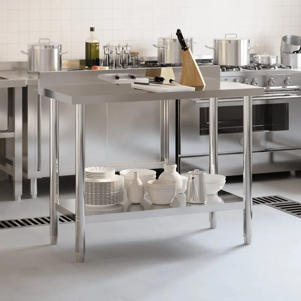 Stainless Steel Kitchen Work Table with Backsplash