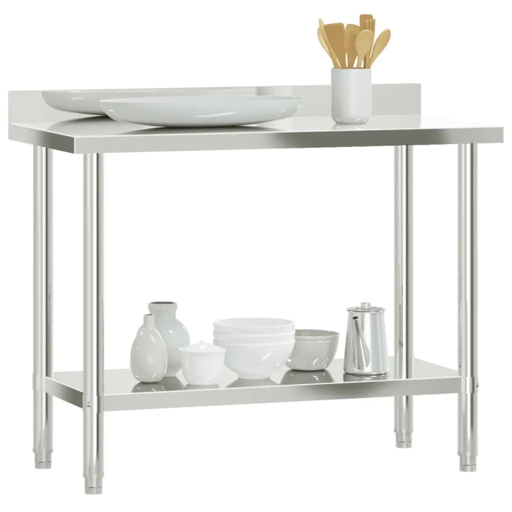 Stainless Steel Kitchen Work Table with Backsplash
