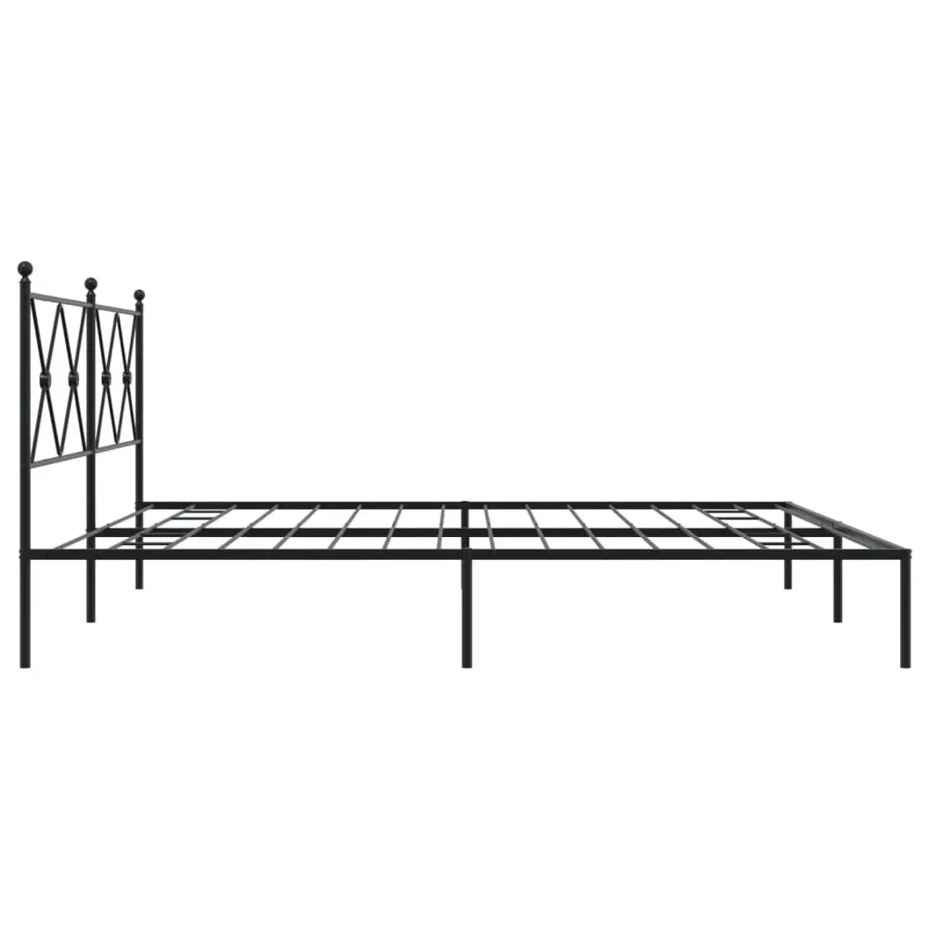 Metal Bed Frame King Size with Headboard and Storage Space Black 183x203cm