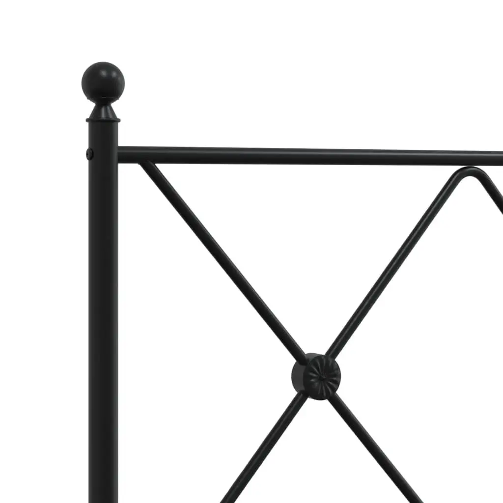 Metal Bed Frame King Size with Headboard and Storage Space Black 183x203cm