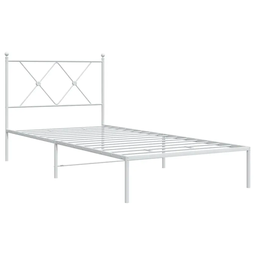 Metal Bed Frame 90x190 cm with Headboard and Storage