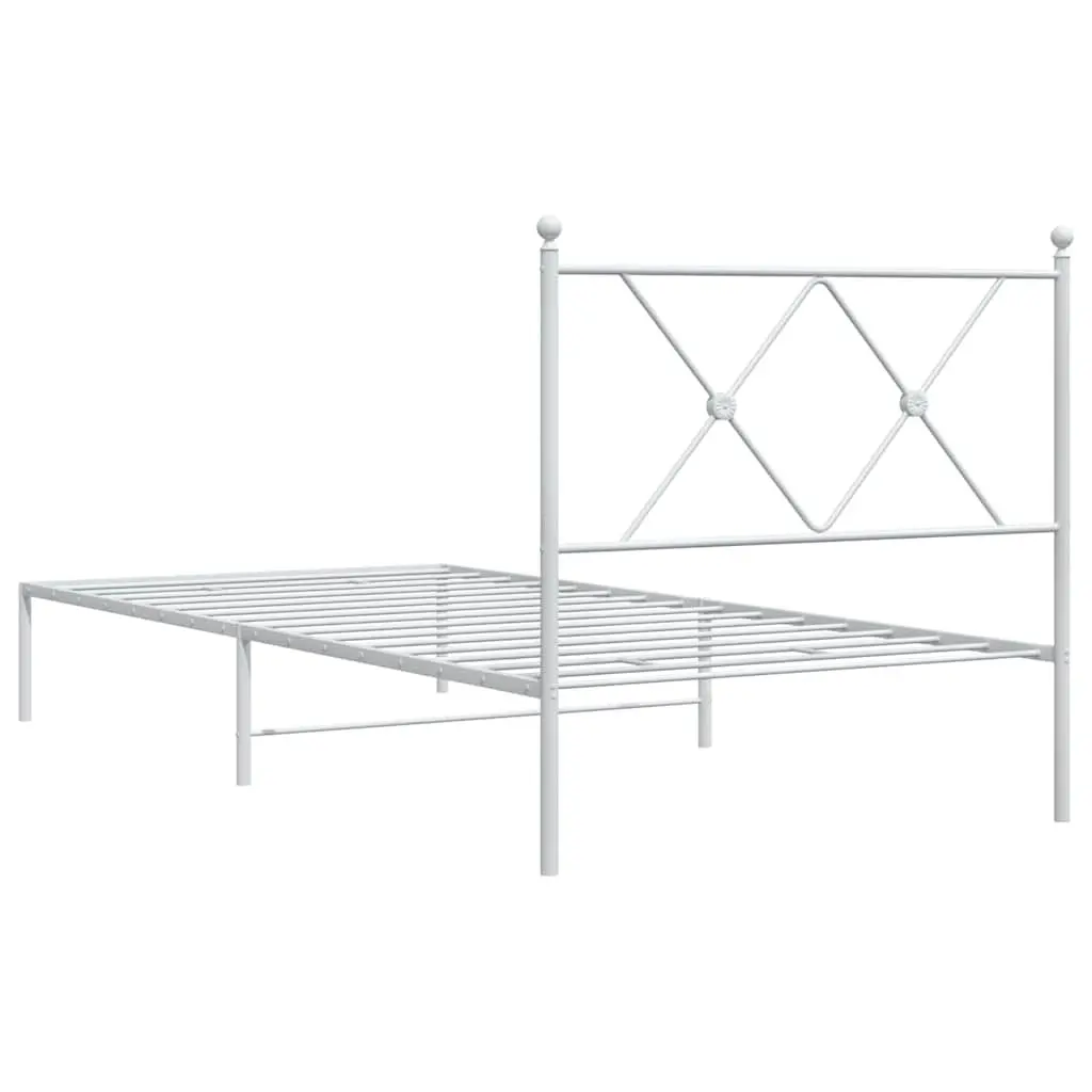 Metal Bed Frame 90x190 cm with Headboard and Storage
