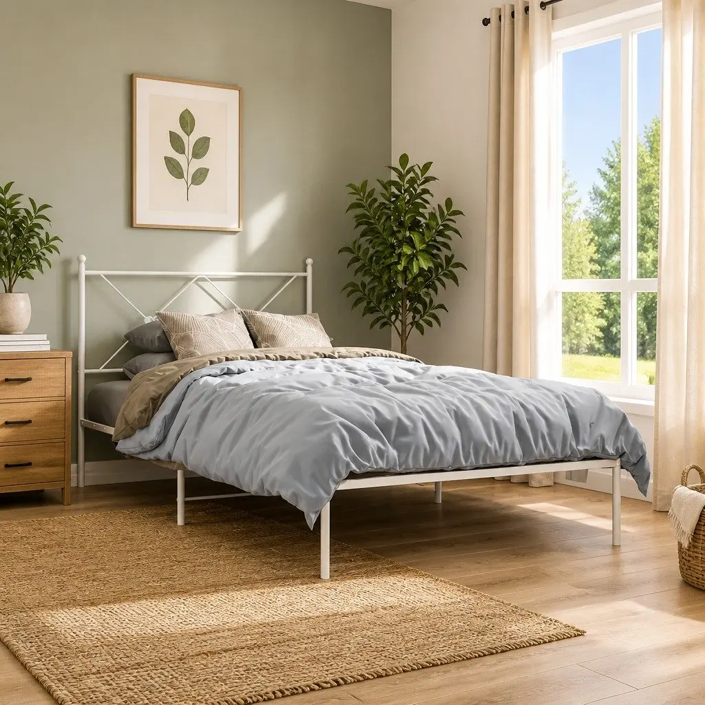 King Single Metal Bed Frame with Headboard