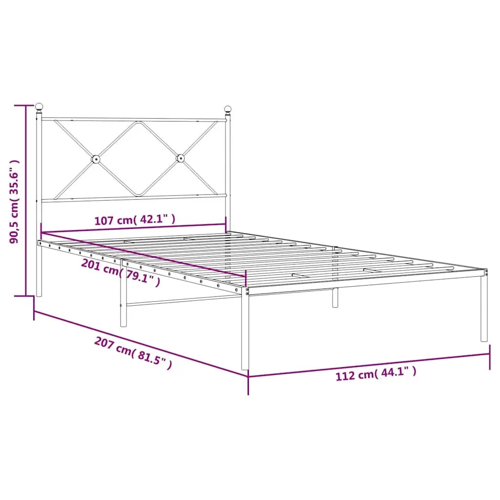 King Single Metal Bed Frame with Headboard