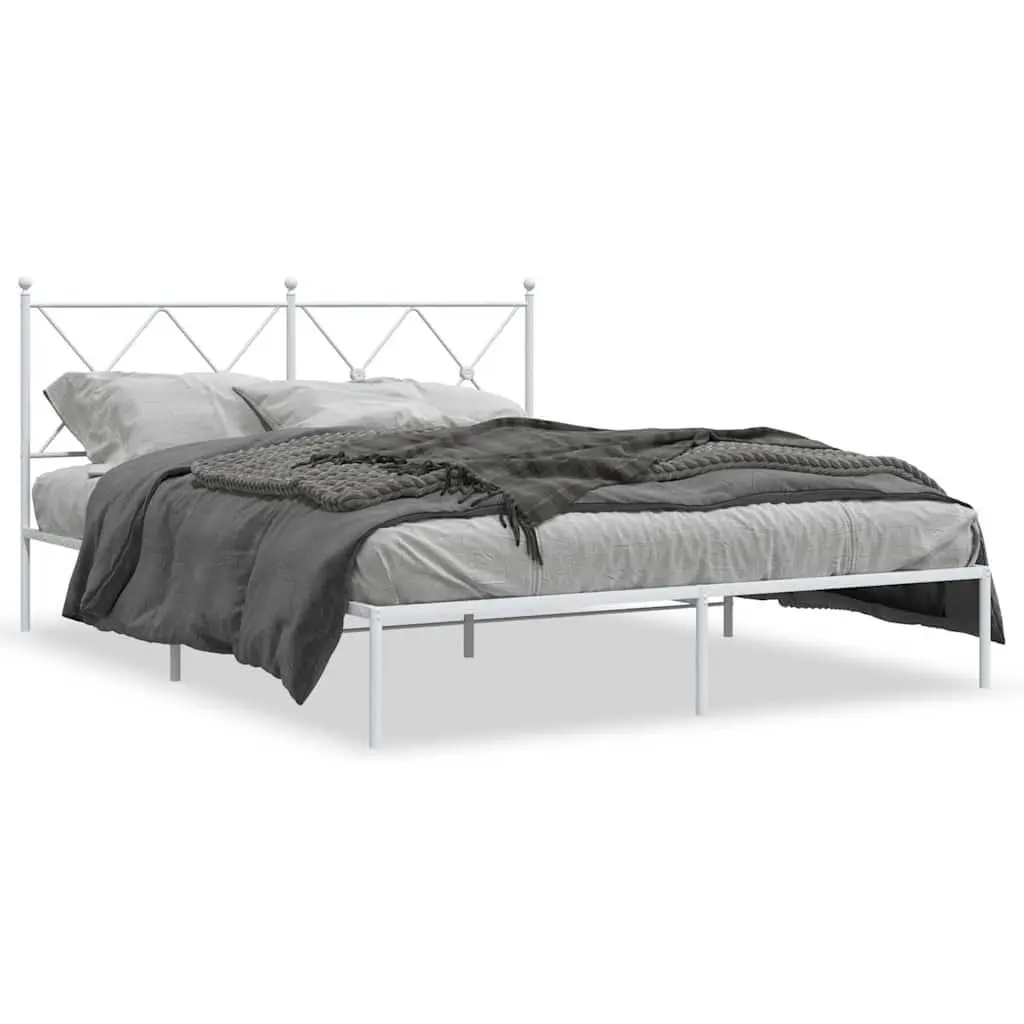Metal Bed Frame Steel 150x200 cm White