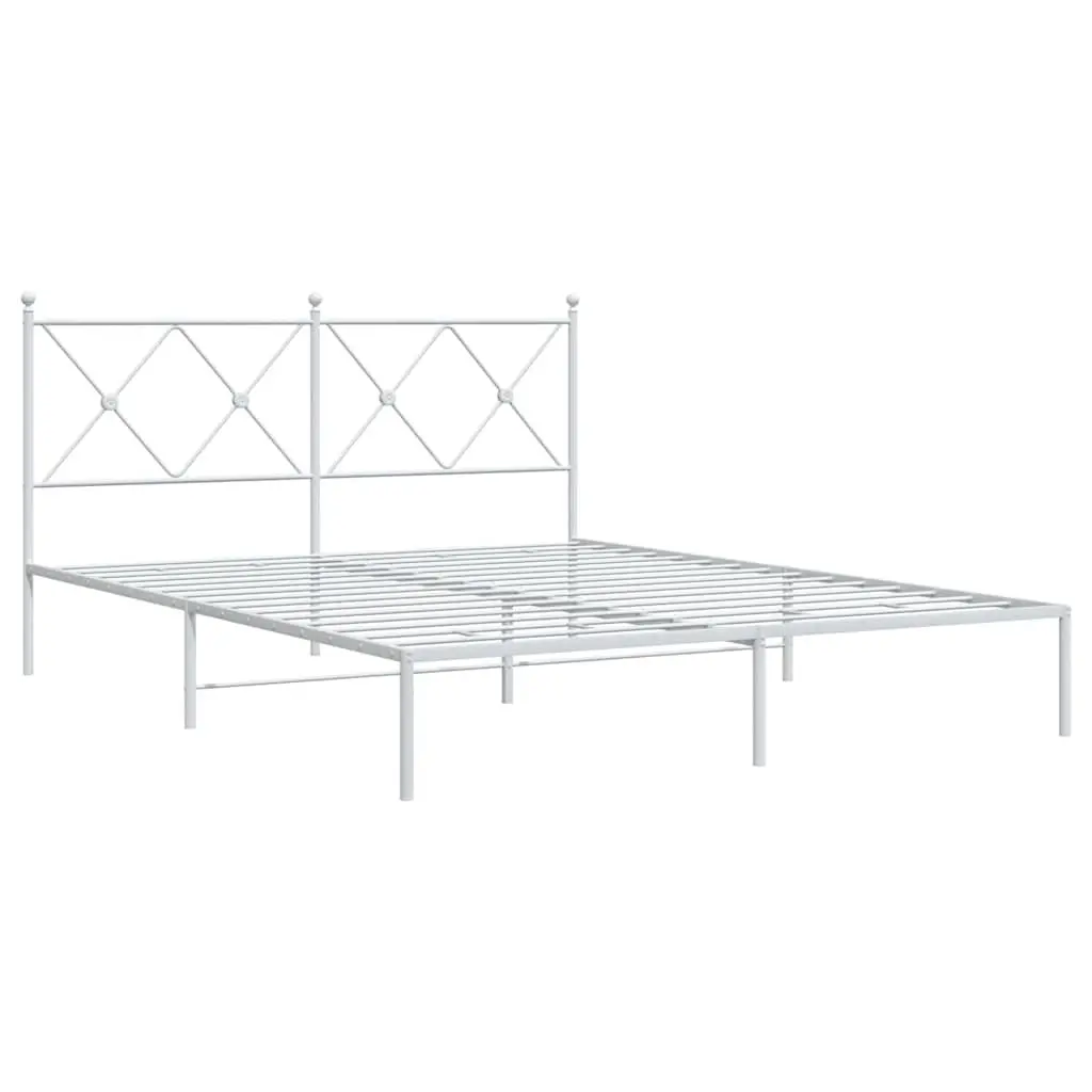 Metal Bed Frame Steel 150x200 cm White