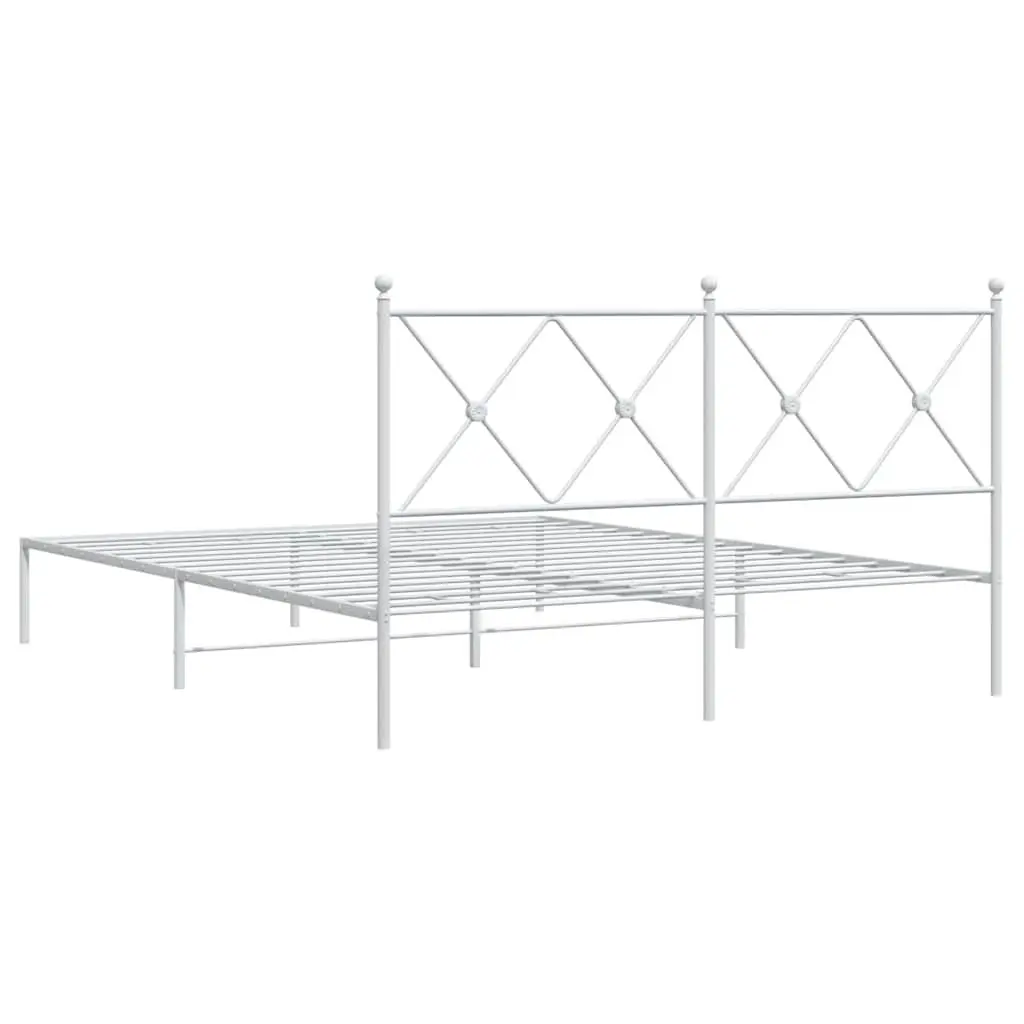 Metal Bed Frame Steel 150x200 cm White