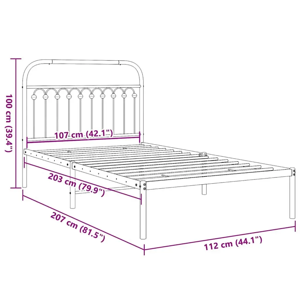 King Single Metal Bed Frame with Headboard