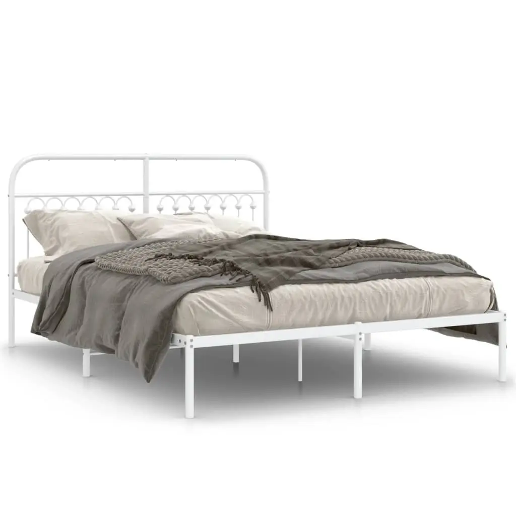 Metal Bed Frame White 150x200 cm