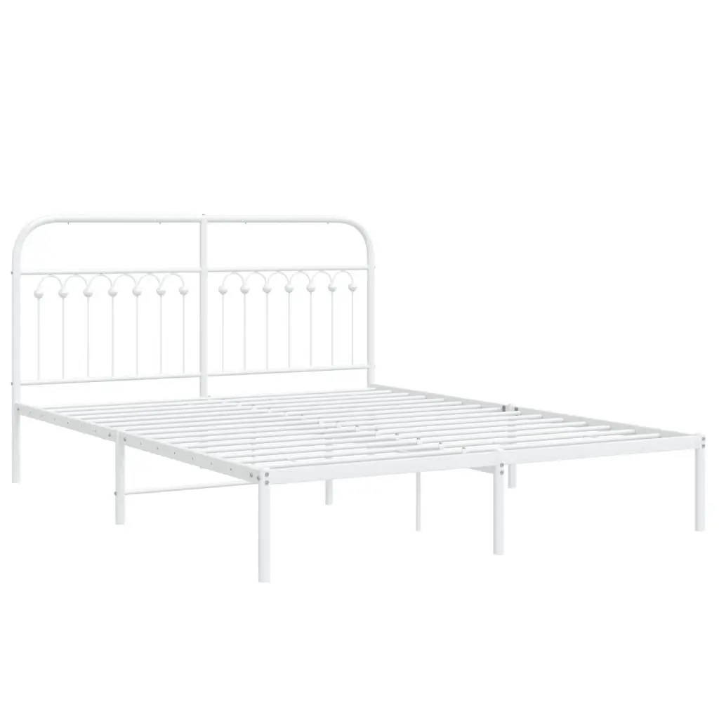 Metal Bed Frame White 150x200 cm