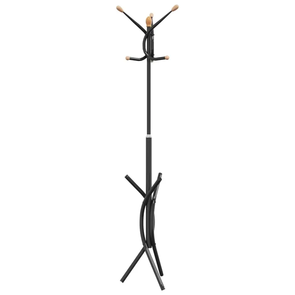 Coat Stand Iron Frame 176cm Black 9 Hooks Storage Rack