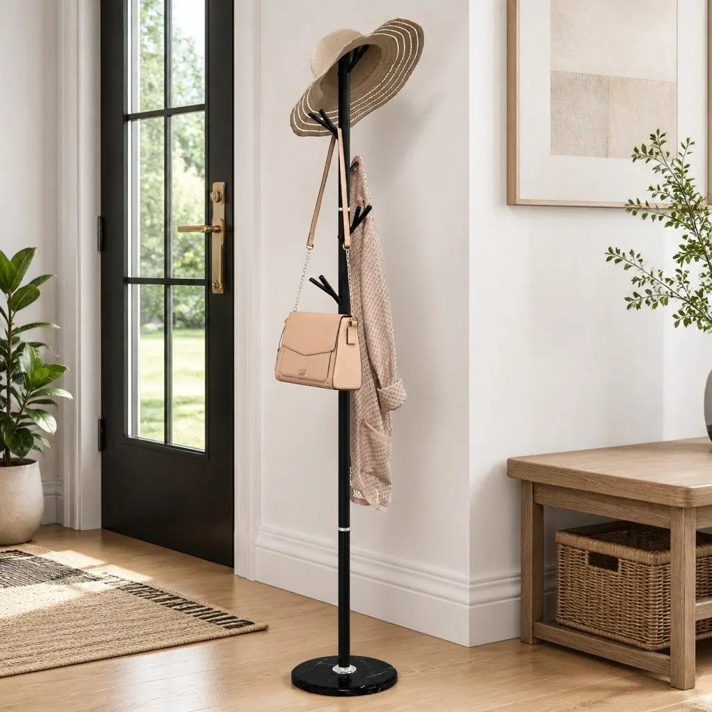 Coat Stand Iron Frame 175 cm Black 12 Hooks