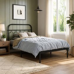 Sturdy Black Metal Bed Frame King Single 107x203cm