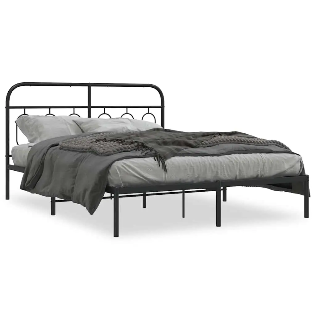 Metal Bed Frame Steel 150x200 cm Black