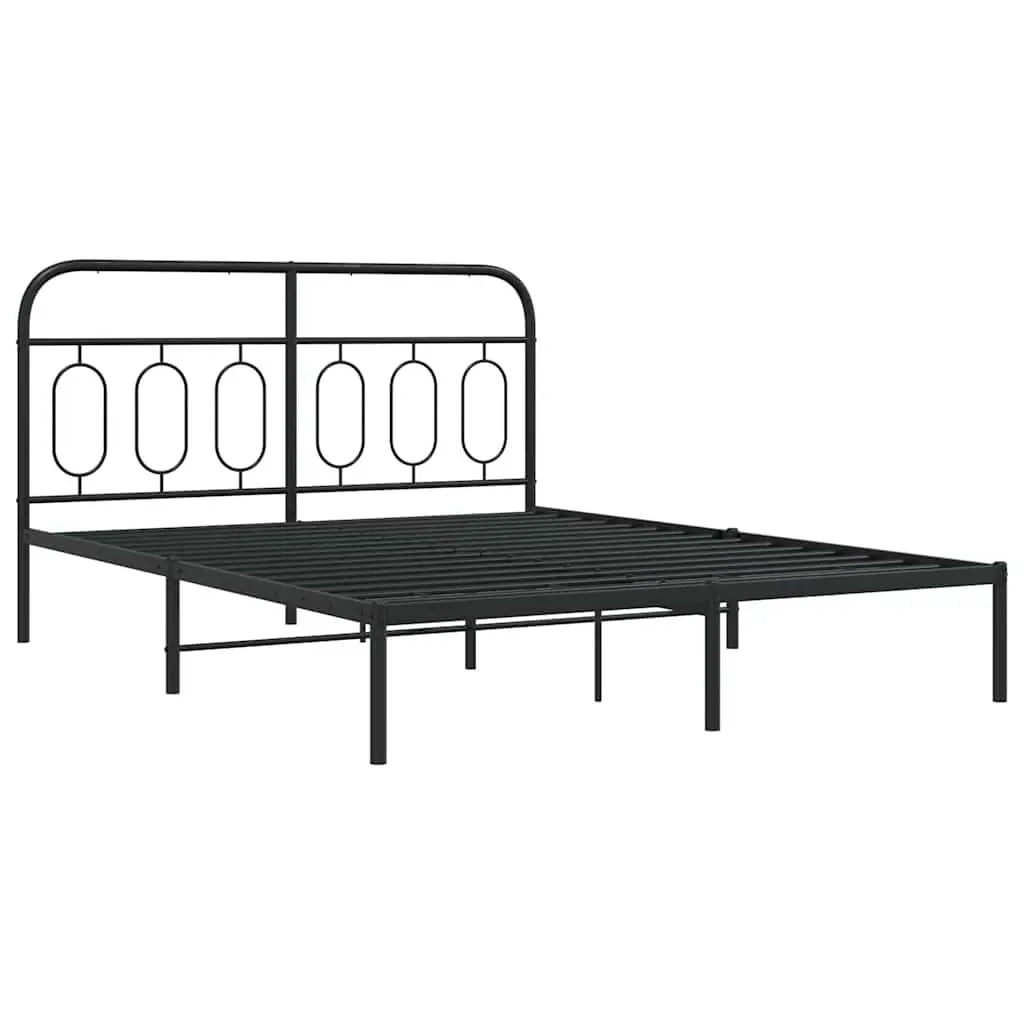 Metal Bed Frame Steel 150x200 cm Black