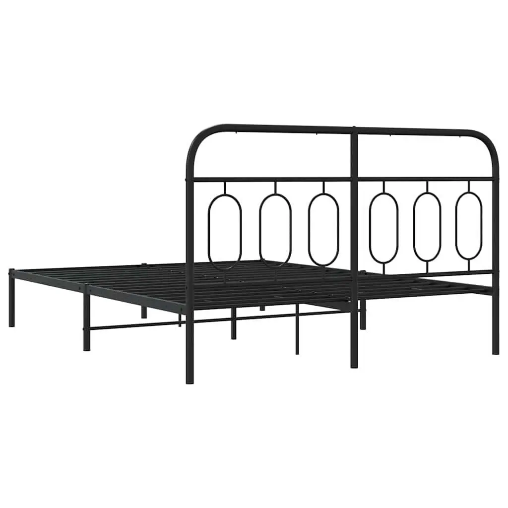Metal Bed Frame Steel 150x200 cm Black