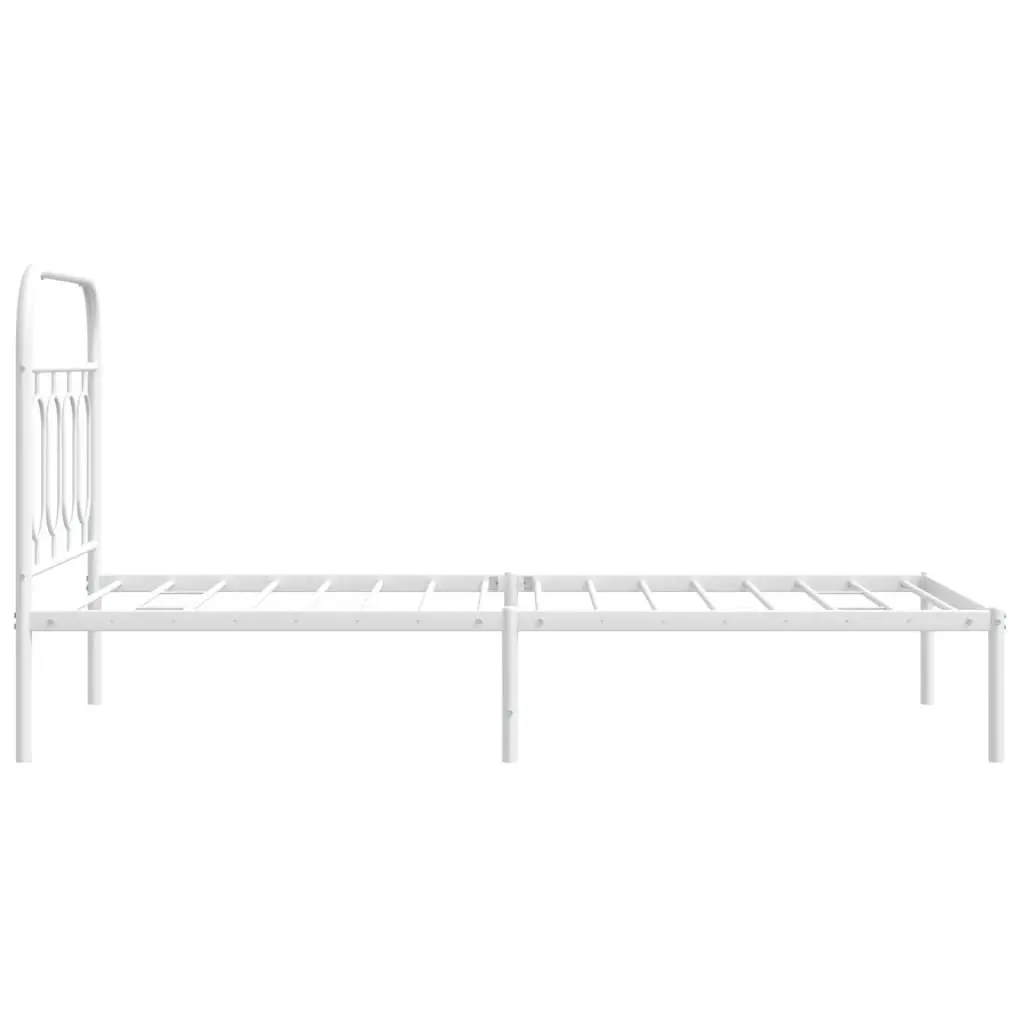 White Metal Bed Frame 90x190 cm with Headboard