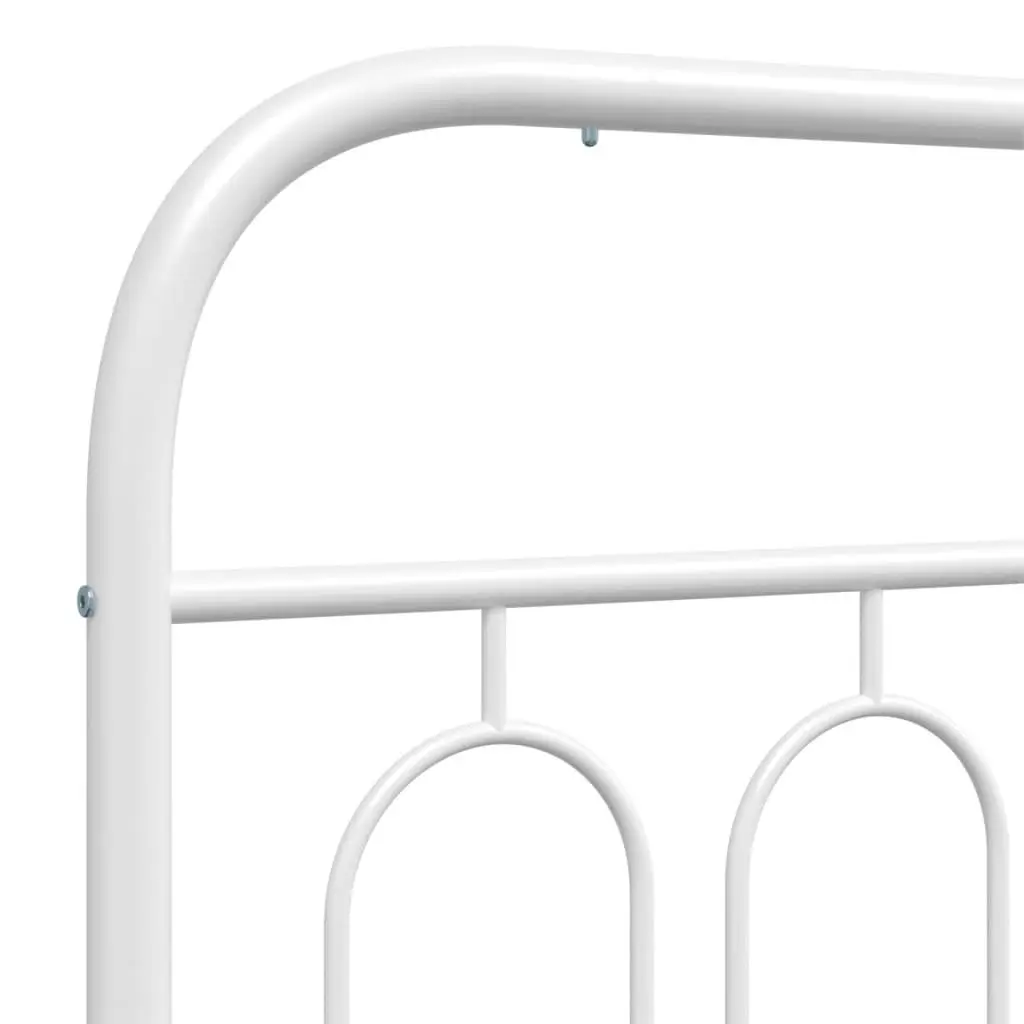 White Metal Bed Frame 90x190 cm with Headboard