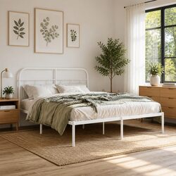 Durable Metal Bed Frame with Elegant Headboard 150x200 cm