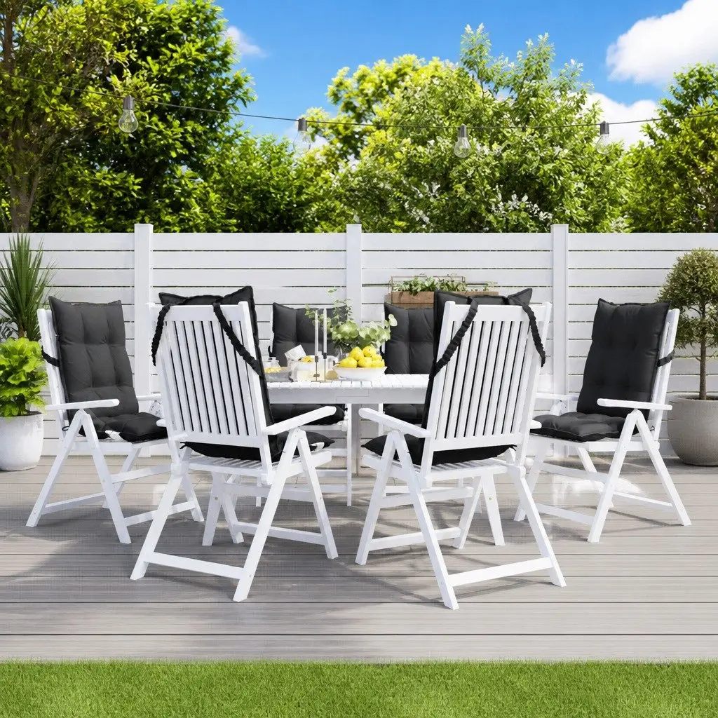 6 pcs Anthracite Highback Chair Cushions for Outdoor Use