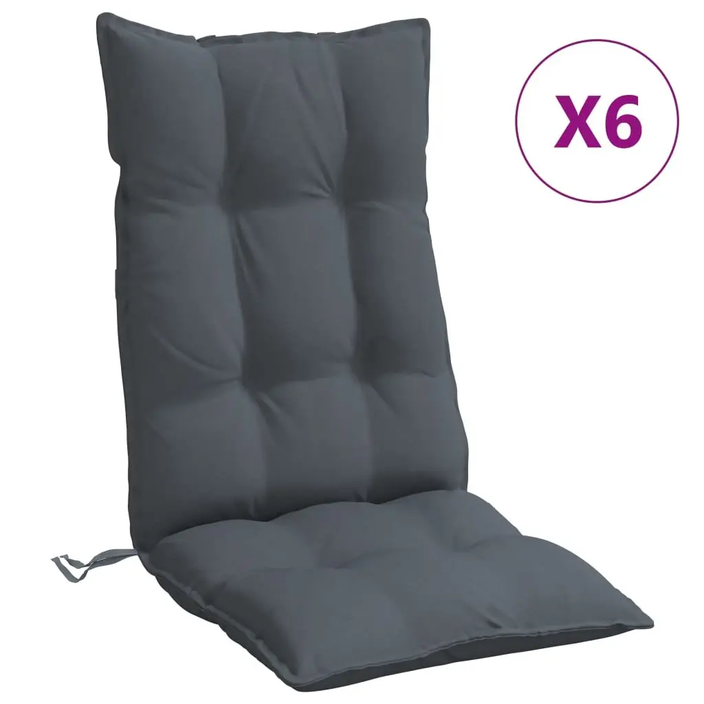 6 pcs Anthracite Highback Chair Cushions for Outdoor Use