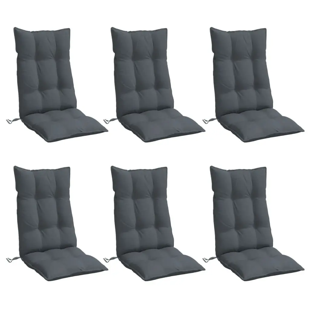 6 pcs Anthracite Highback Chair Cushions for Outdoor Use