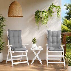 Durable Grey Oxford Fabric Highback Chair Cushions 2 pcs