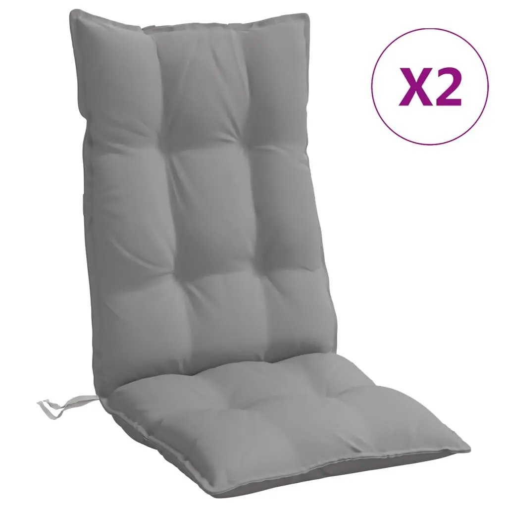 Highback Chair Cushions Oxford Fabric Grey 2 pcs