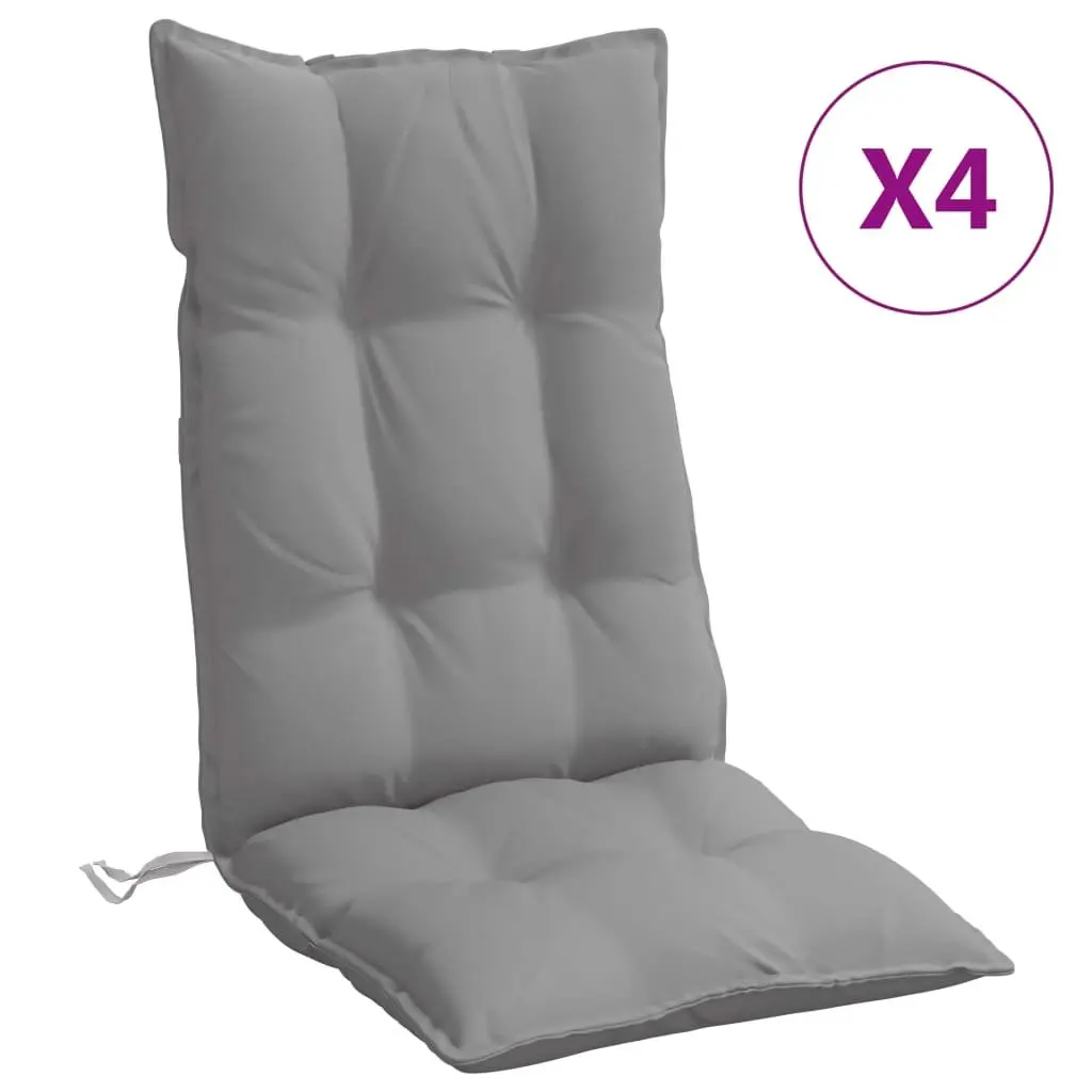 Highback Chair Cushions Oxford Fabric 4 Pieces Grey