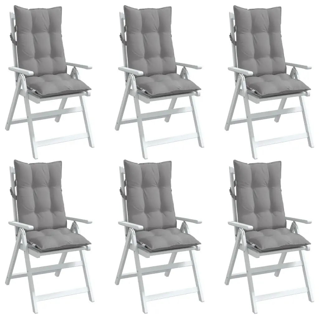 Highback Chair Cushions Oxford Fabric 6 Piece Grey