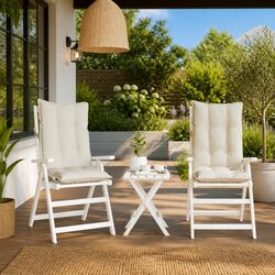 Durable Highback Chair Cushions 2 pcs Cream Oxford Fabric