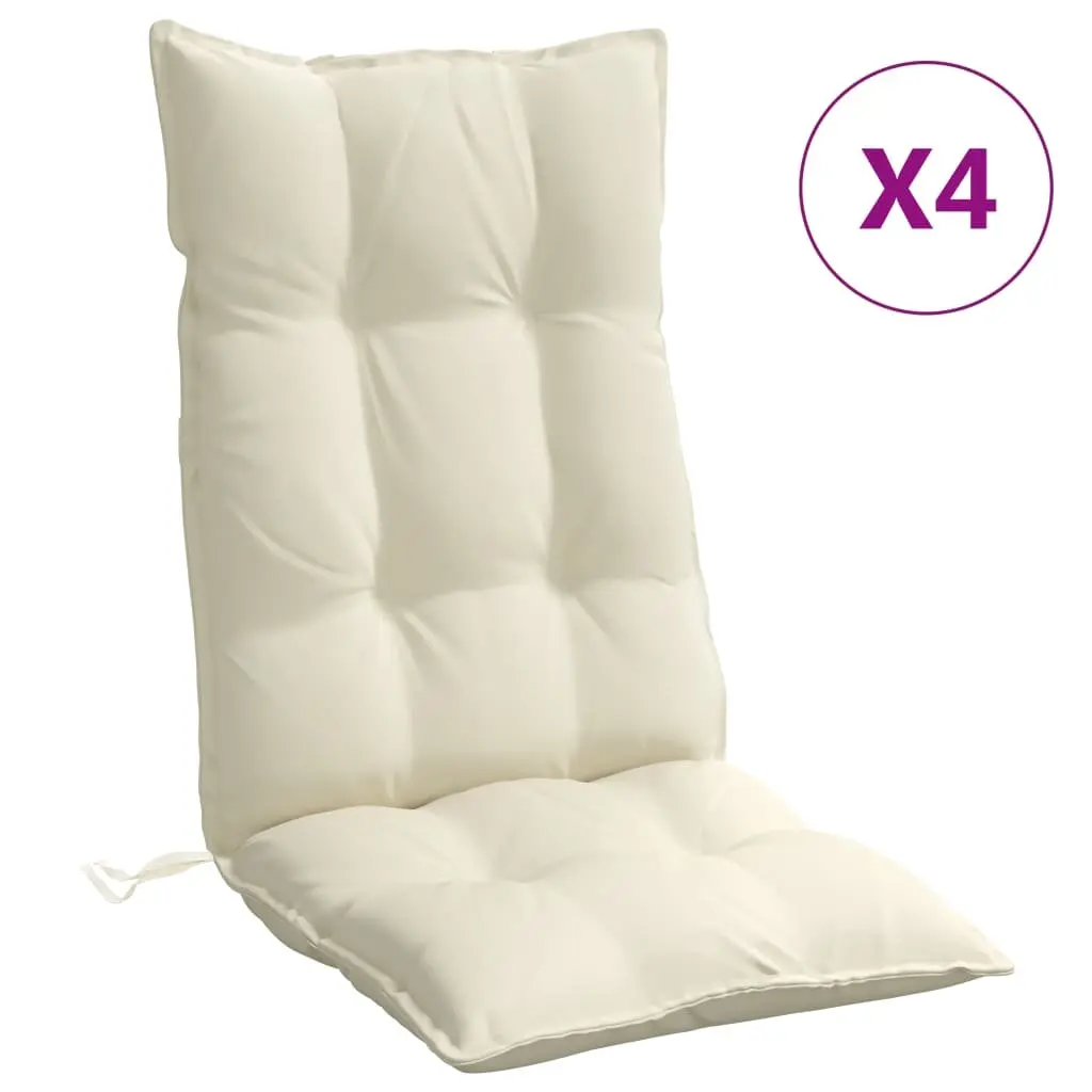 Cream Highback Chair Cushions 4 pcs Durable Oxford Fabric