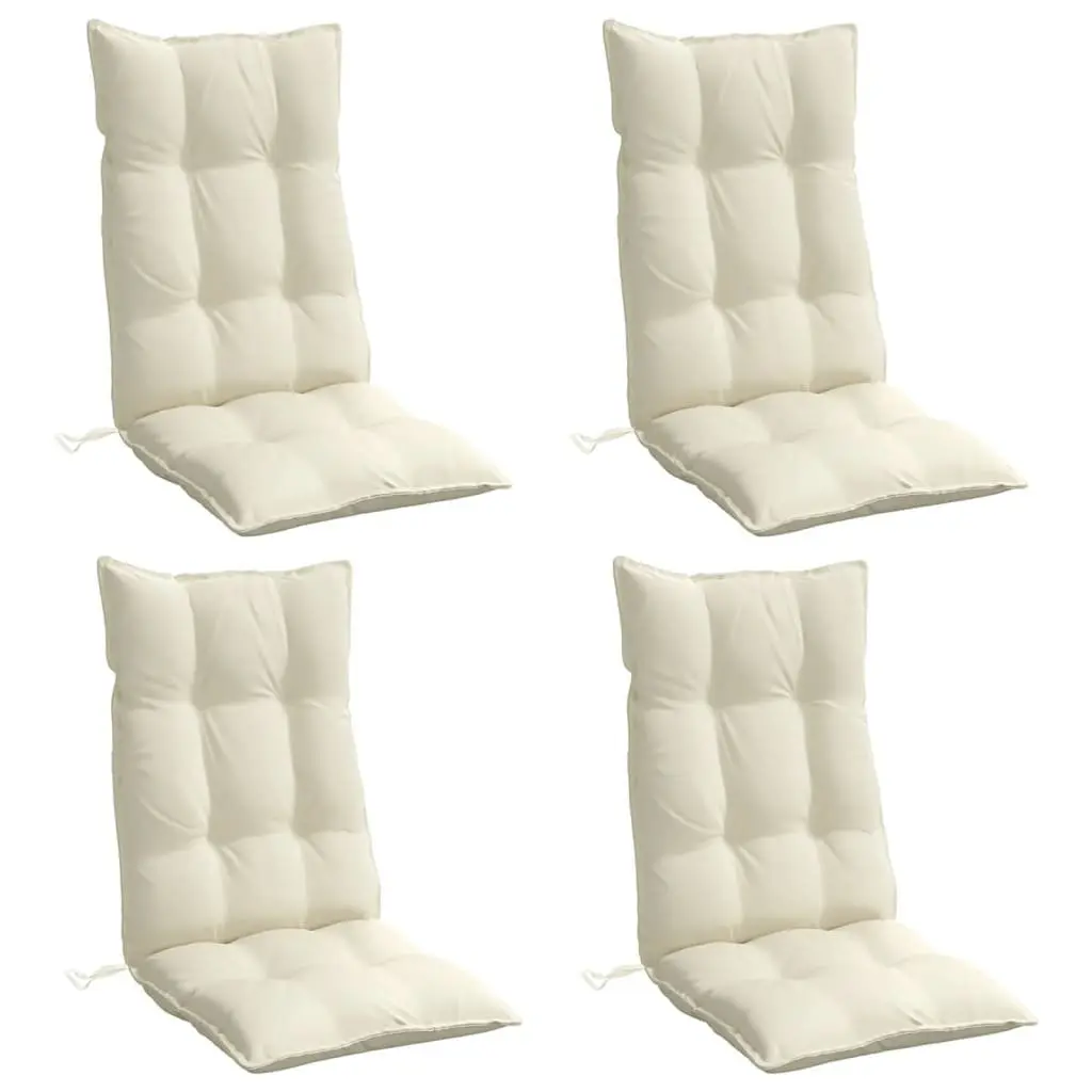 Cream Highback Chair Cushions 4 pcs Durable Oxford Fabric