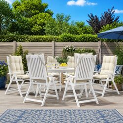 Highback Chair Cushions 6 Pieces Cream Patio Furniture