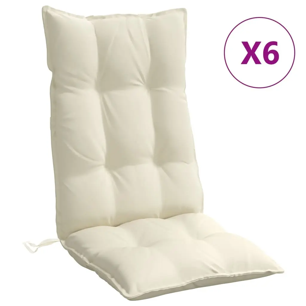Highback Chair Cushions 6 Pieces Cream Patio Furniture