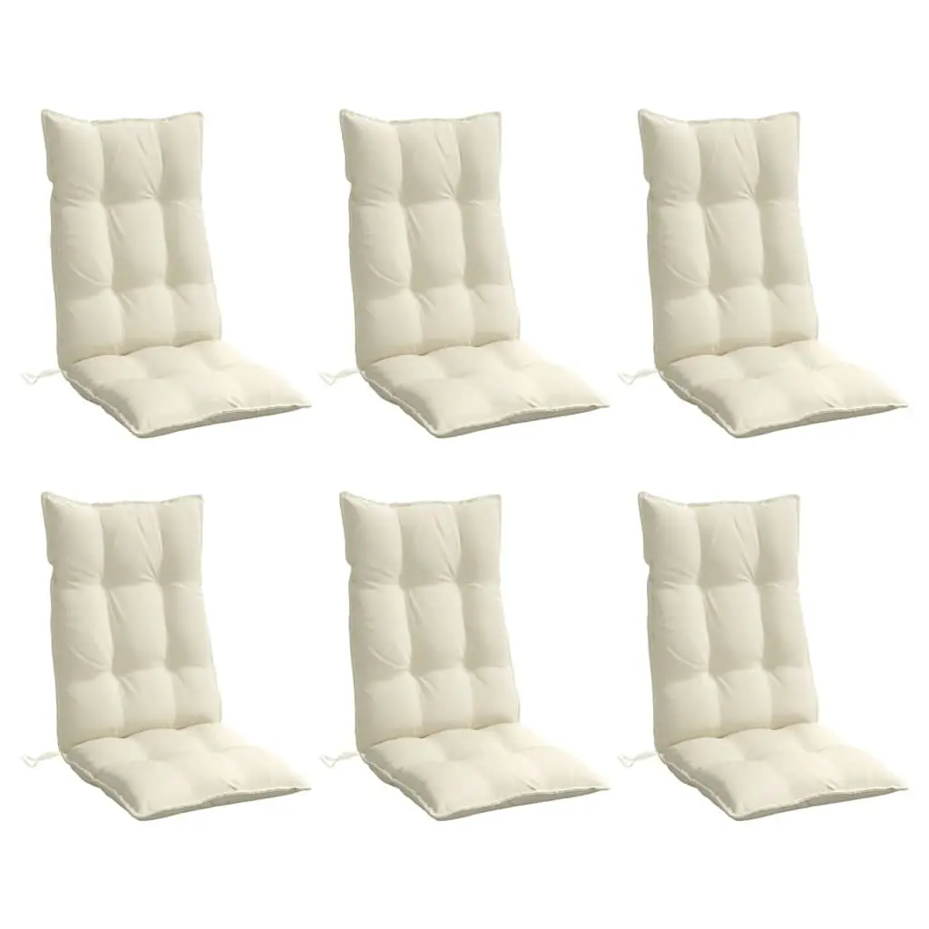 Highback Chair Cushions 6 Pieces Cream Patio Furniture