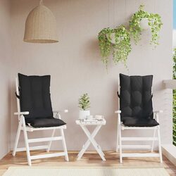 Black Oxford Fabric Highback Chair Cushions 2 pcs