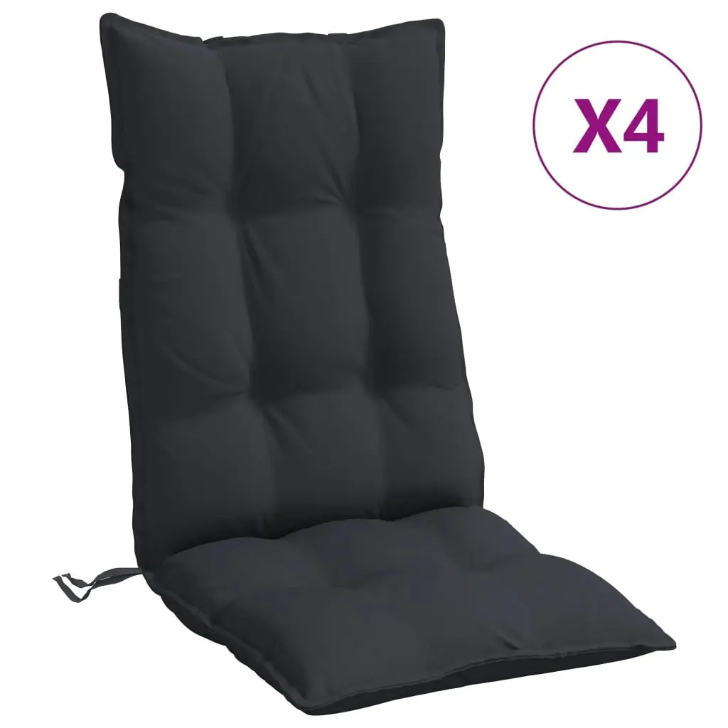 Highback Chair Cushions Oxford Fabric 4 Pack Black