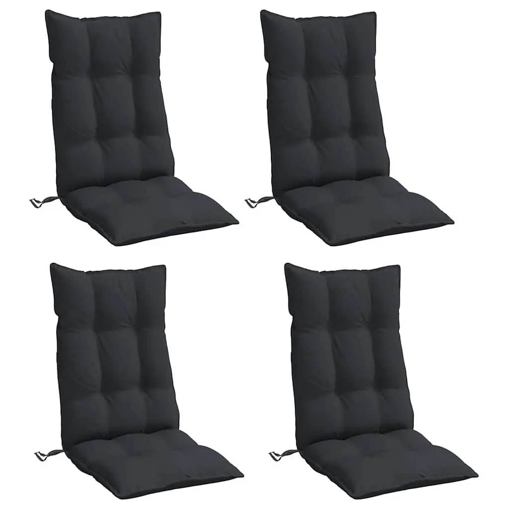 Highback Chair Cushions Oxford Fabric 4 Pack Black