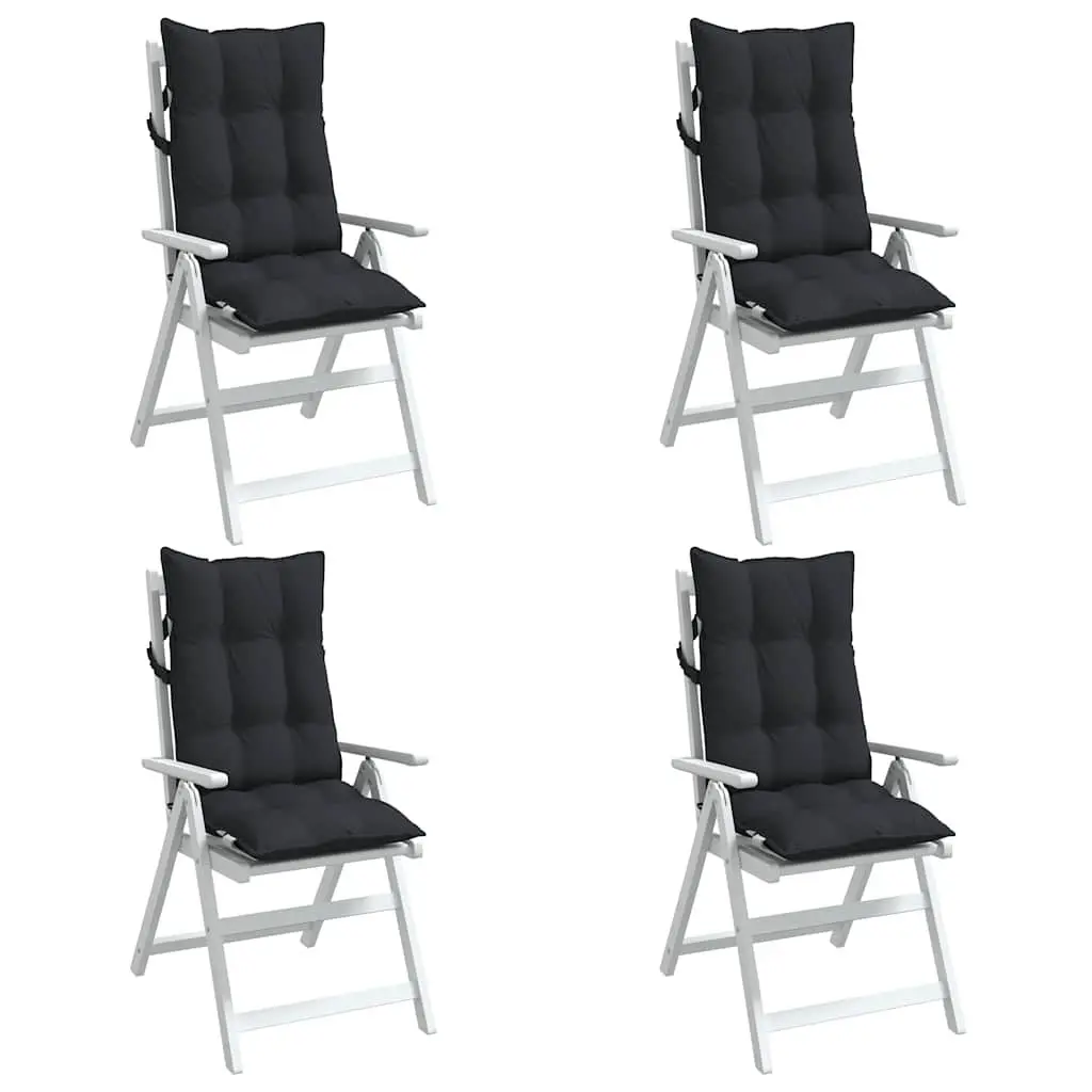Highback Chair Cushions Oxford Fabric 4 Pack Black