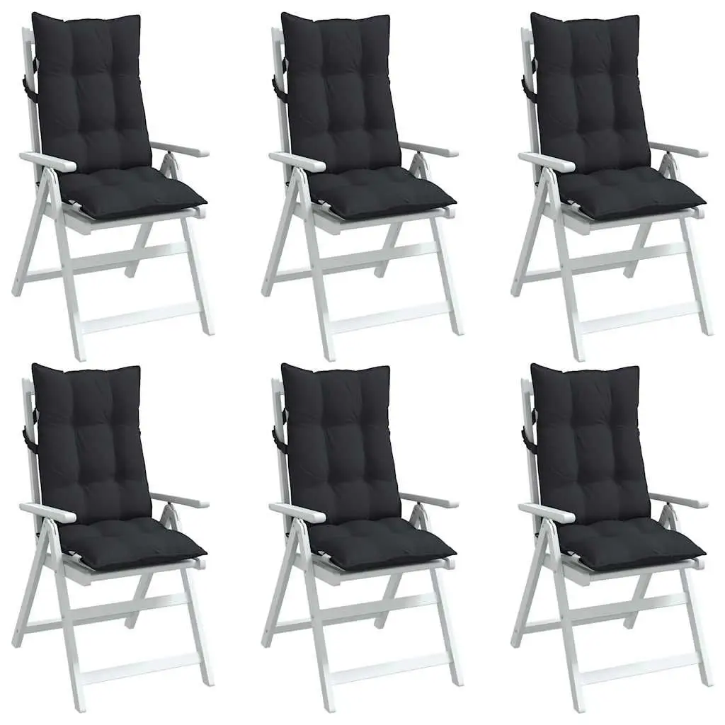 Black Oxford Fabric Highback Chair Cushions Set