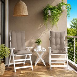 Durable Highback Chair Cushions 2 pcs Taupe Oxford Fabric