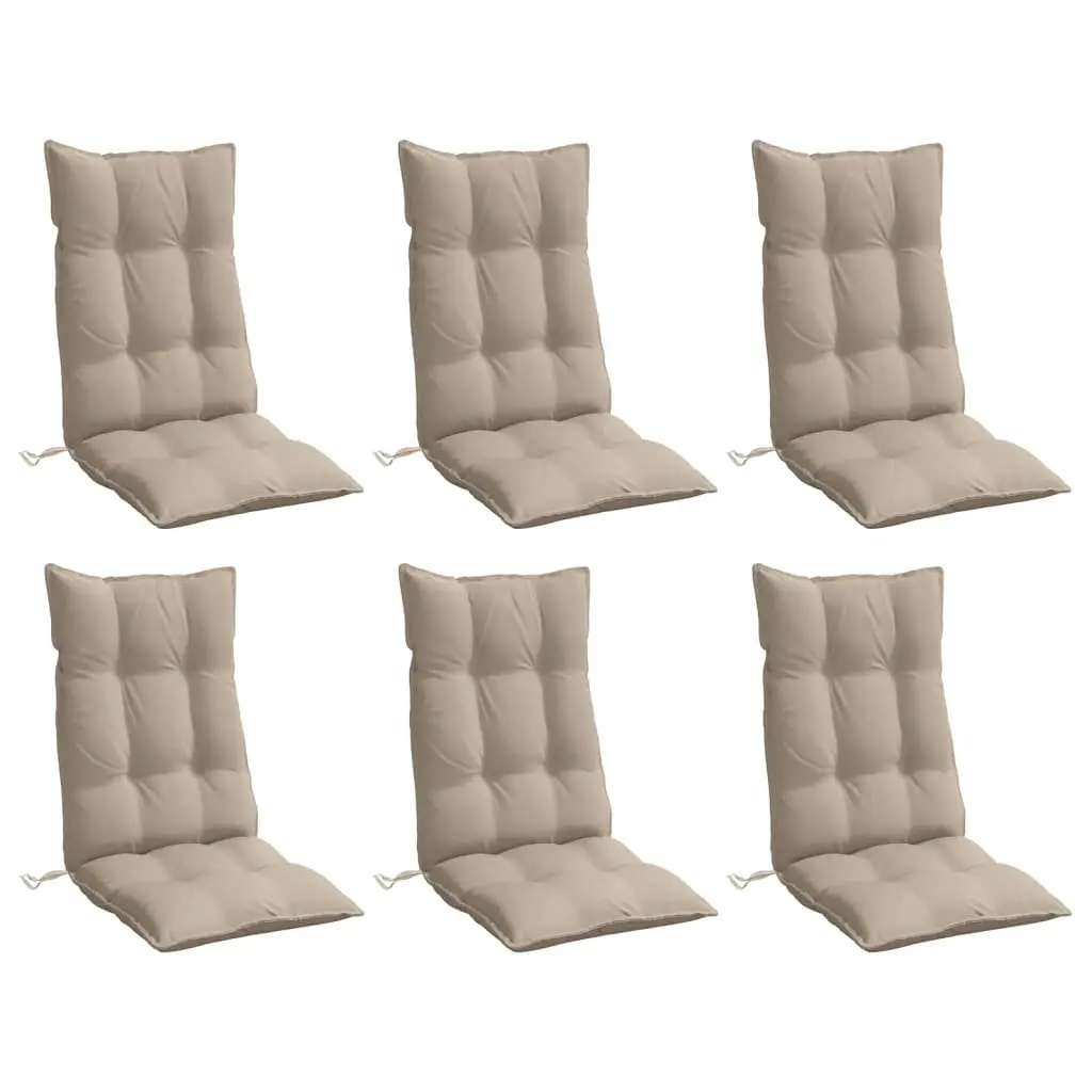 Highback Chair Cushions Oxford Fabric Taupe 6 Piece Outdoor Garden Patio Seat Pad